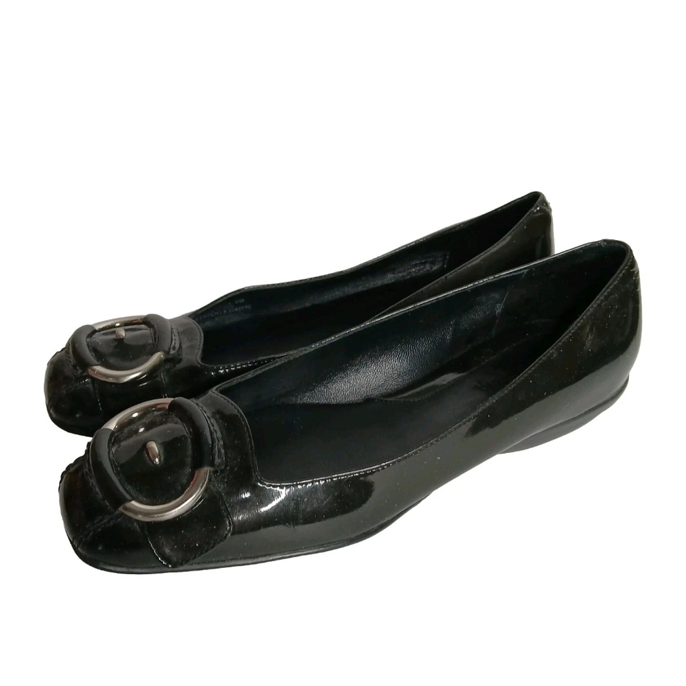 Cole Haan NikeAir 1 Inch Heel Ballet Shoes Black Leather Strap Buckle Size 6B